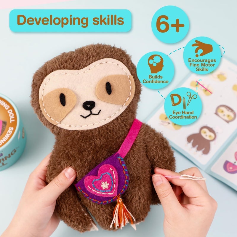 Avenir My First Sewing Kit for Beginner Ages 6+ I Premium Plush Big DIY Animals I Child-Safe Tools for Easy Crafting Fun I Motor Skills & Wiggle Stuff Stitching Creativity I Skill Gift for Boys & Girl - Image 5